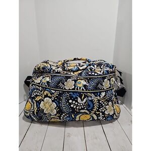 Vera Bradley Medium Duffle Bag Ellie Elephant Blue Yellow 18"‎ W x 8" Ht